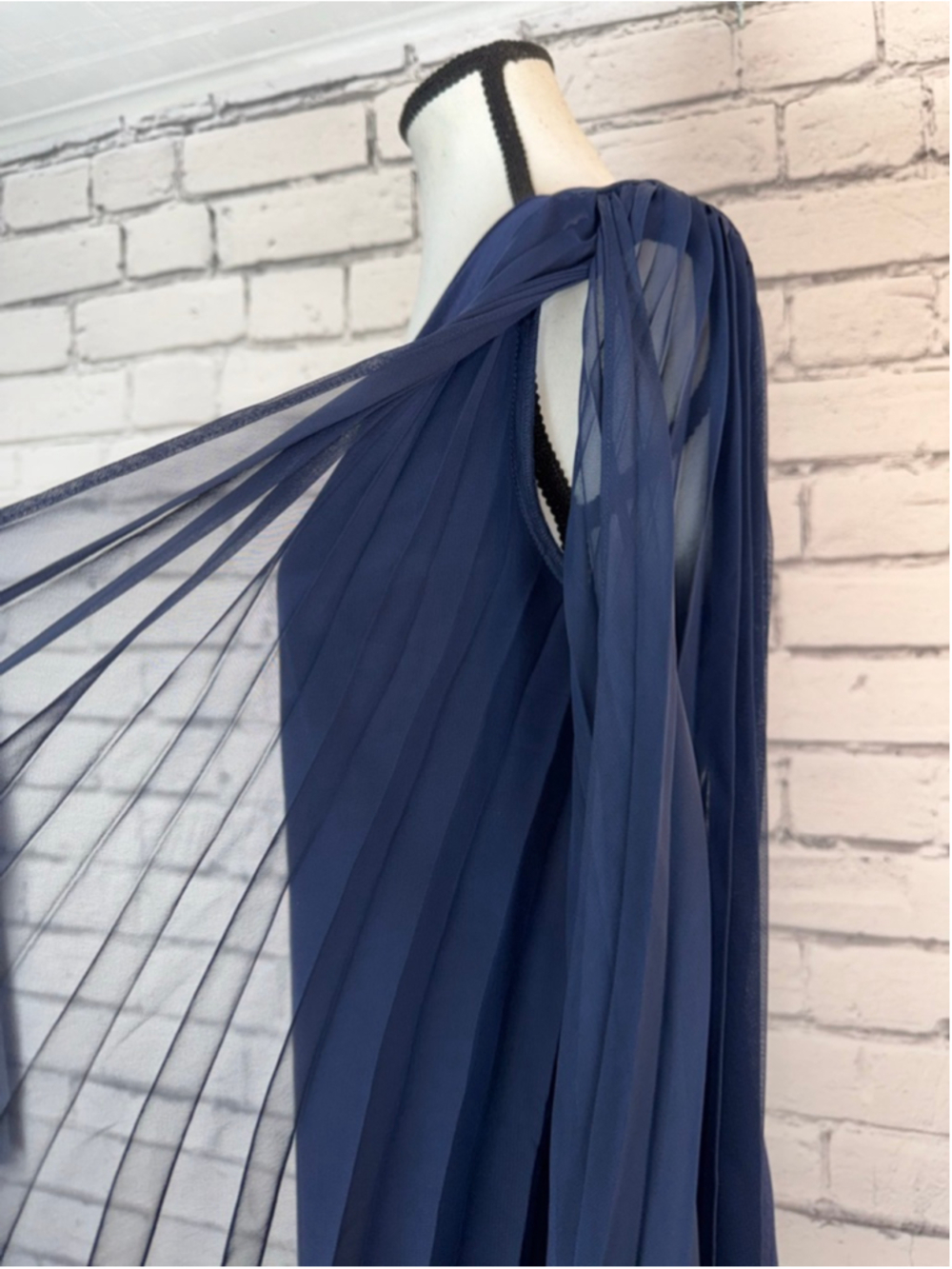 Women's Trina Turk Navy Celestina Mini Dress w/ Pleated Cape Sleeves Size 8 NEW - Picture 9 of 14